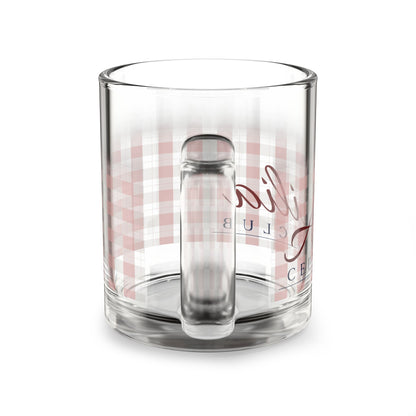 Glass Mug — Pink Gingham Coffee Mug (10 oz)