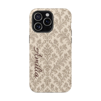 Personalized Vintage Damask Magnetic Phone Case — Custom Name