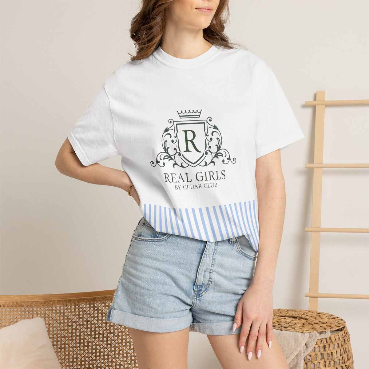 Blue Stripe Crest Graphic T-Shirt