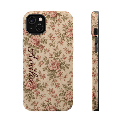 Floral Vintage Rose Magnetic Phone Case — Personalized Option