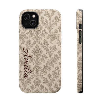 Personalized Vintage Damask Magnetic Phone Case — Custom Name