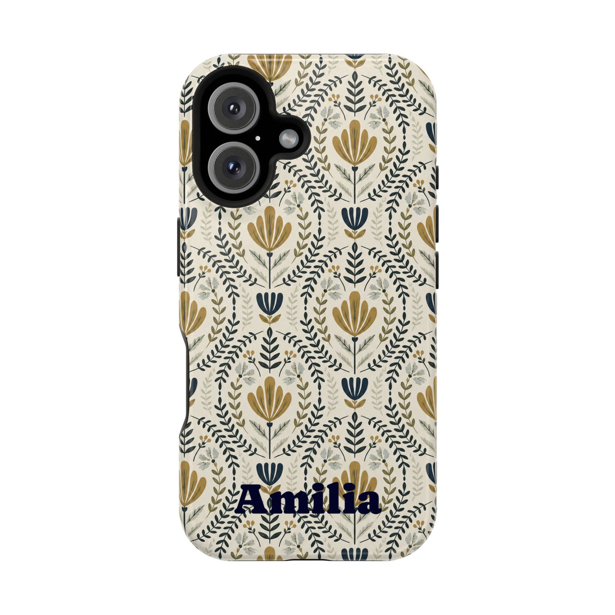 Personalized Floral Magnetic Phone Case — Impact-Resistant Protective Cover (Name Option)
