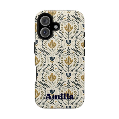 Personalized Floral Magnetic Phone Case — Impact-Resistant Protective Cover (Name Option)