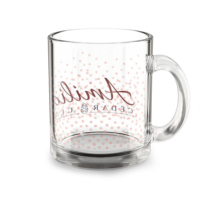 Personalized 10oz Glass Mug — Rose Gold Confetti