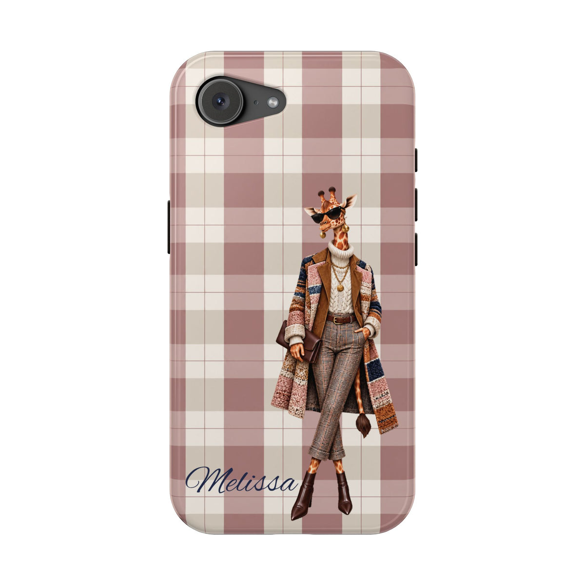 Personalized Giraffe Phone Case — Green Leopard Print Magnetic Impact-Resistant
