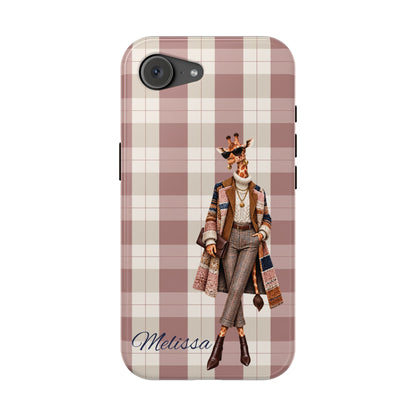 Personalized Giraffe Phone Case — Green Leopard Print Magnetic Impact-Resistant