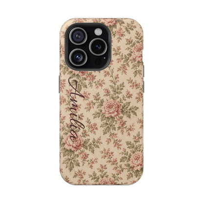 Floral Vintage Rose Magnetic Phone Case — Personalized Option