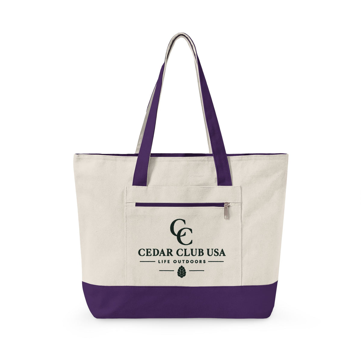 Canvas Tote Bag — Personalized 'Cedar Cubs' / Hiking Sheep Design, Zippered Beach & Market Tote