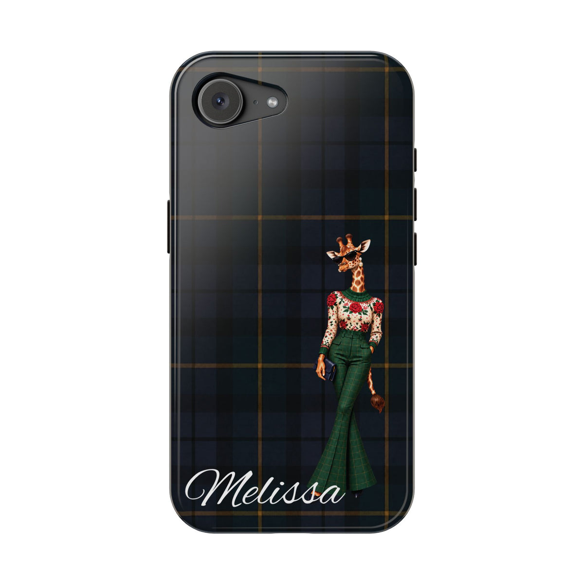 Personalized Giraffe Phone Case — Green Leopard Print Magnetic Impact-Resistant