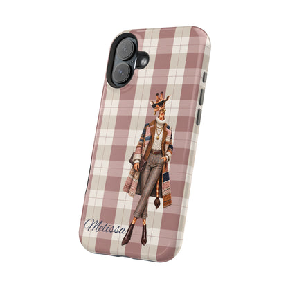 Personalized Giraffe Phone Case — Green Leopard Print Magnetic Impact-Resistant