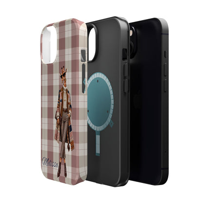 Personalized Giraffe Phone Case — Green Leopard Print Magnetic Impact-Resistant