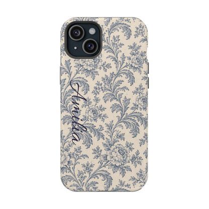 Vintage Floral Magnetic Phone Case — Personalized Name Option