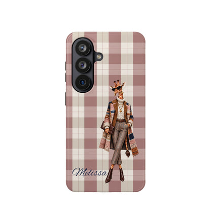 Personalized Giraffe Phone Case — Green Leopard Print Magnetic Impact-Resistant