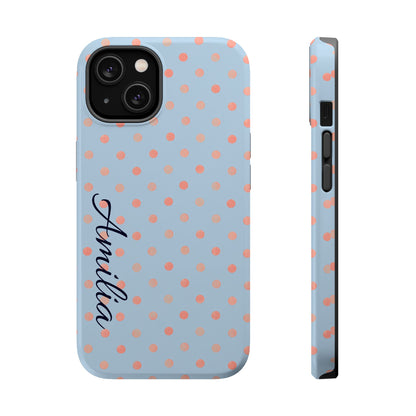 Personalized Polka Dot Magnetic Phone Case — Impact-Resistant iPhone Cover with Name