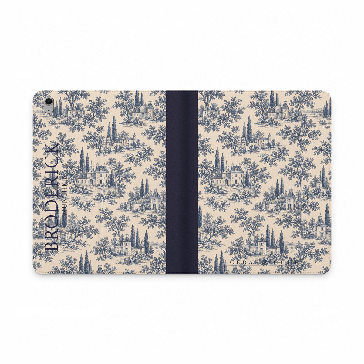 Personalized Toile Tablet Folio Case — Custom Name Monogram
