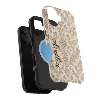 Personalized Vintage Damask Magnetic Phone Case — Custom Name