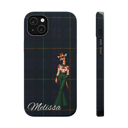 Personalized Giraffe Phone Case — Green Leopard Print Magnetic Impact-Resistant