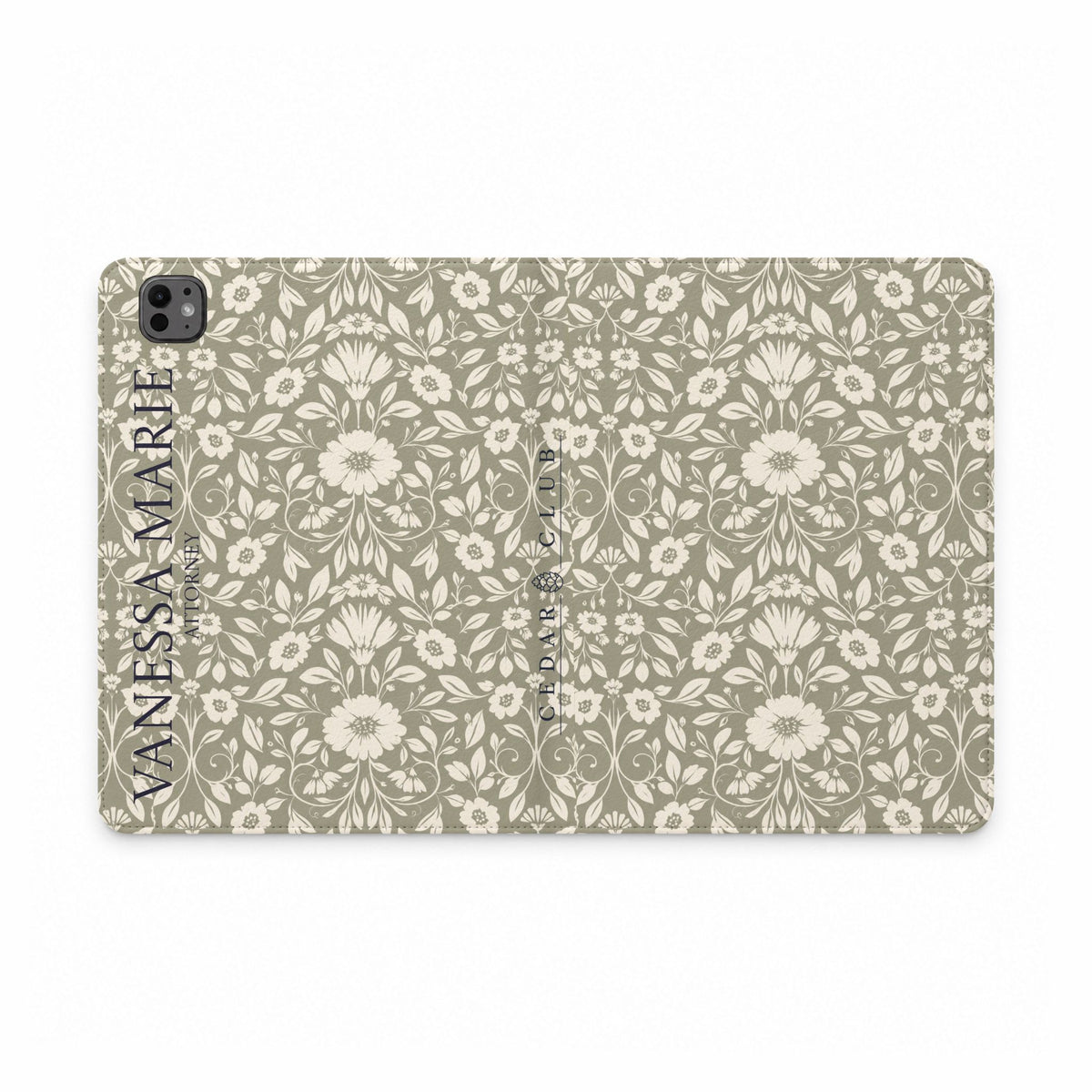 Personalized Floral Tablet Folio Case — Custom Name Monogrammed Cover