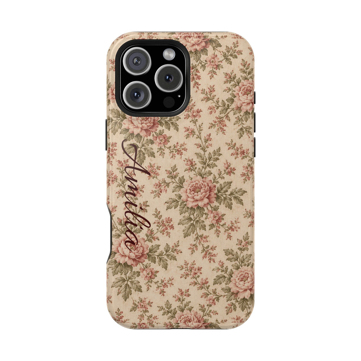 Floral Vintage Rose Magnetic Phone Case — Personalized Option