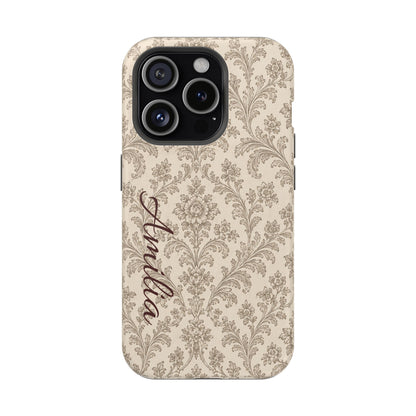 Personalized Vintage Damask Magnetic Phone Case — Custom Name