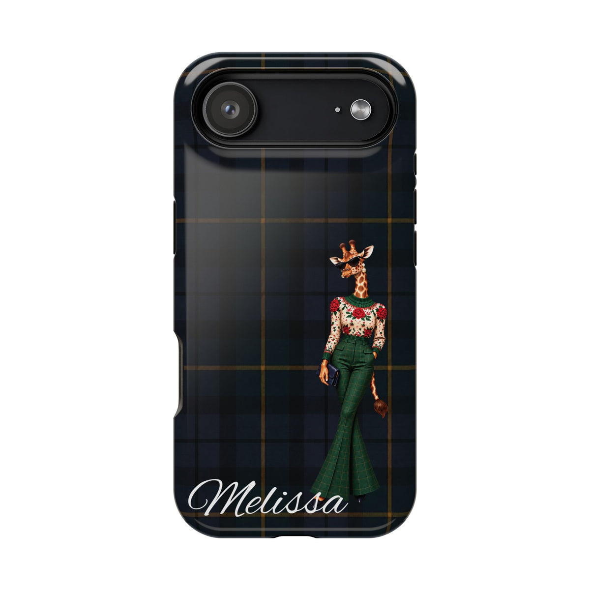 Personalized Giraffe Phone Case — Green Leopard Print Magnetic Impact-Resistant