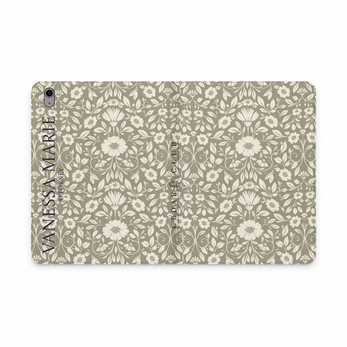 Personalized Floral Tablet Folio Case — Custom Name Monogrammed Cover