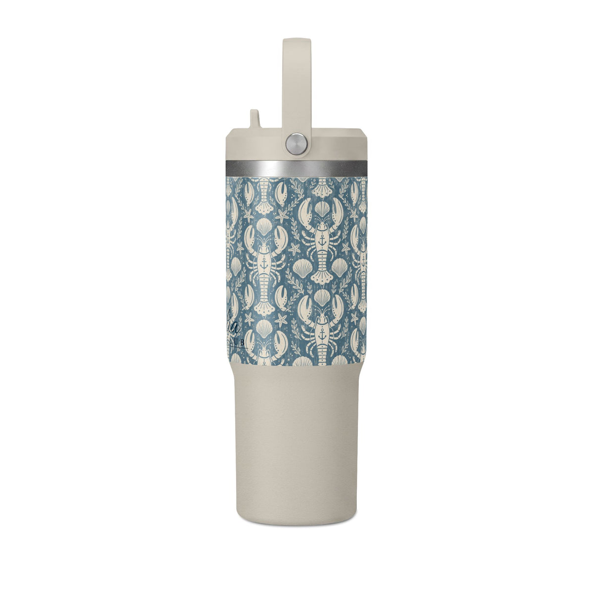 32oz Nomad Tumbler — Blue Nautical Lobster Pattern Insulated Travel Cup