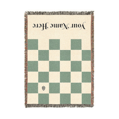 Personalized Checkerboard Woven Blanket — Custom Name Throw
