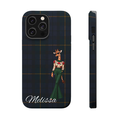 Personalized Giraffe Phone Case — Green Leopard Print Magnetic Impact-Resistant