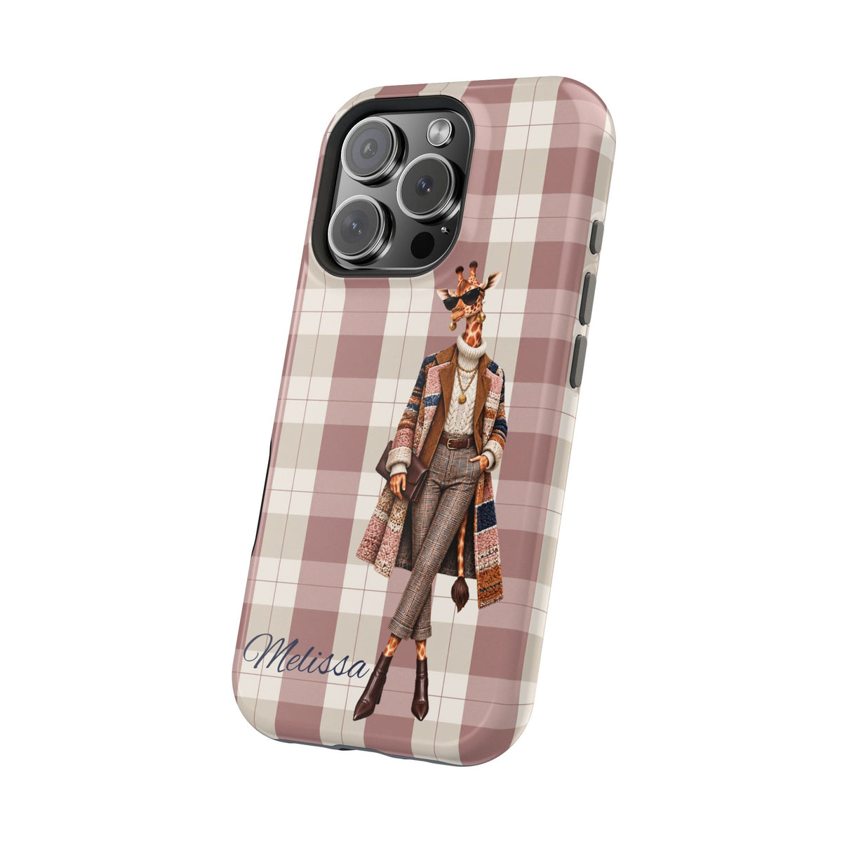 Personalized Giraffe Phone Case — Green Leopard Print Magnetic Impact-Resistant