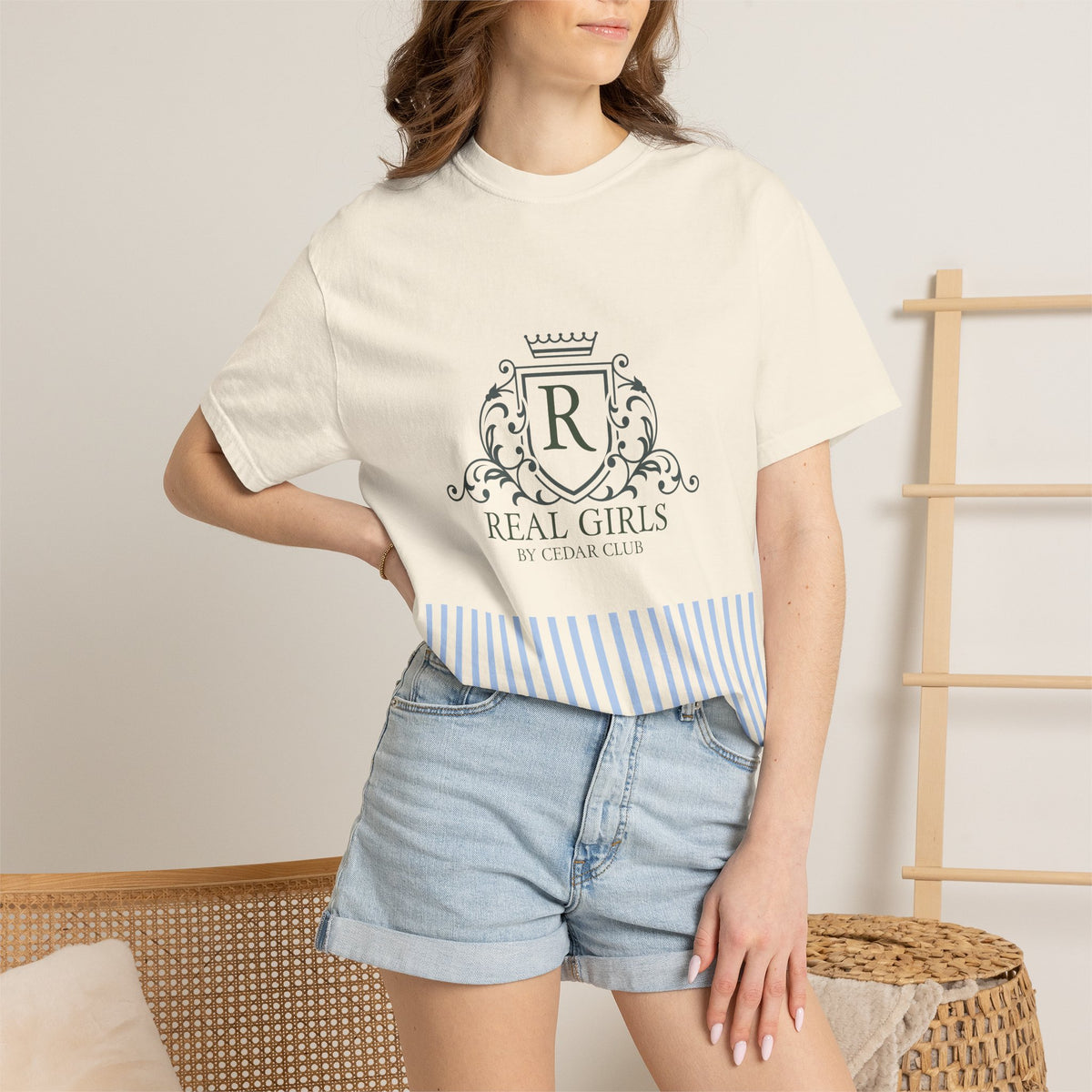 Blue Stripe Crest Graphic T-Shirt