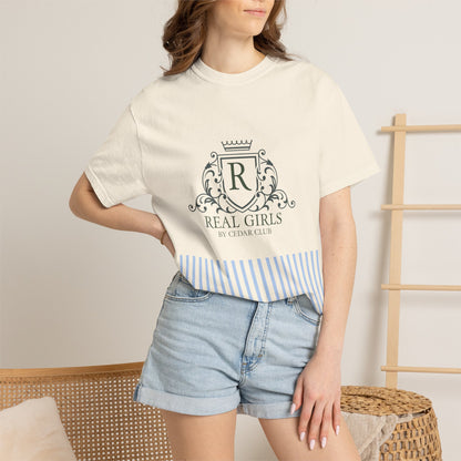 Blue Stripe Crest Graphic T-Shirt