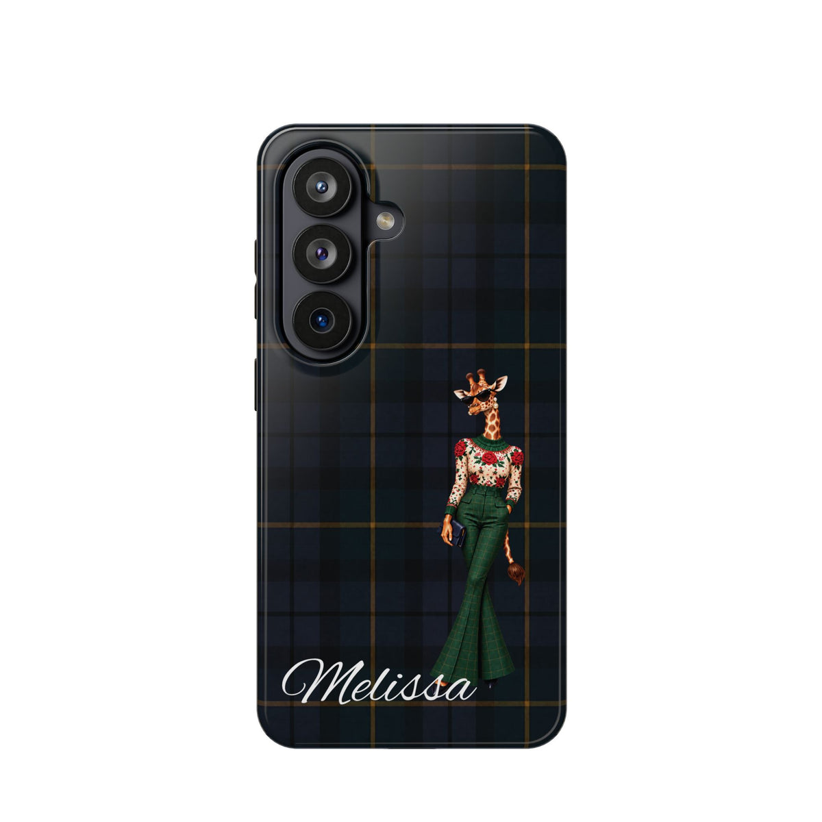 Personalized Giraffe Phone Case — Green Leopard Print Magnetic Impact-Resistant