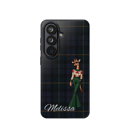 Personalized Giraffe Phone Case — Green Leopard Print Magnetic Impact-Resistant