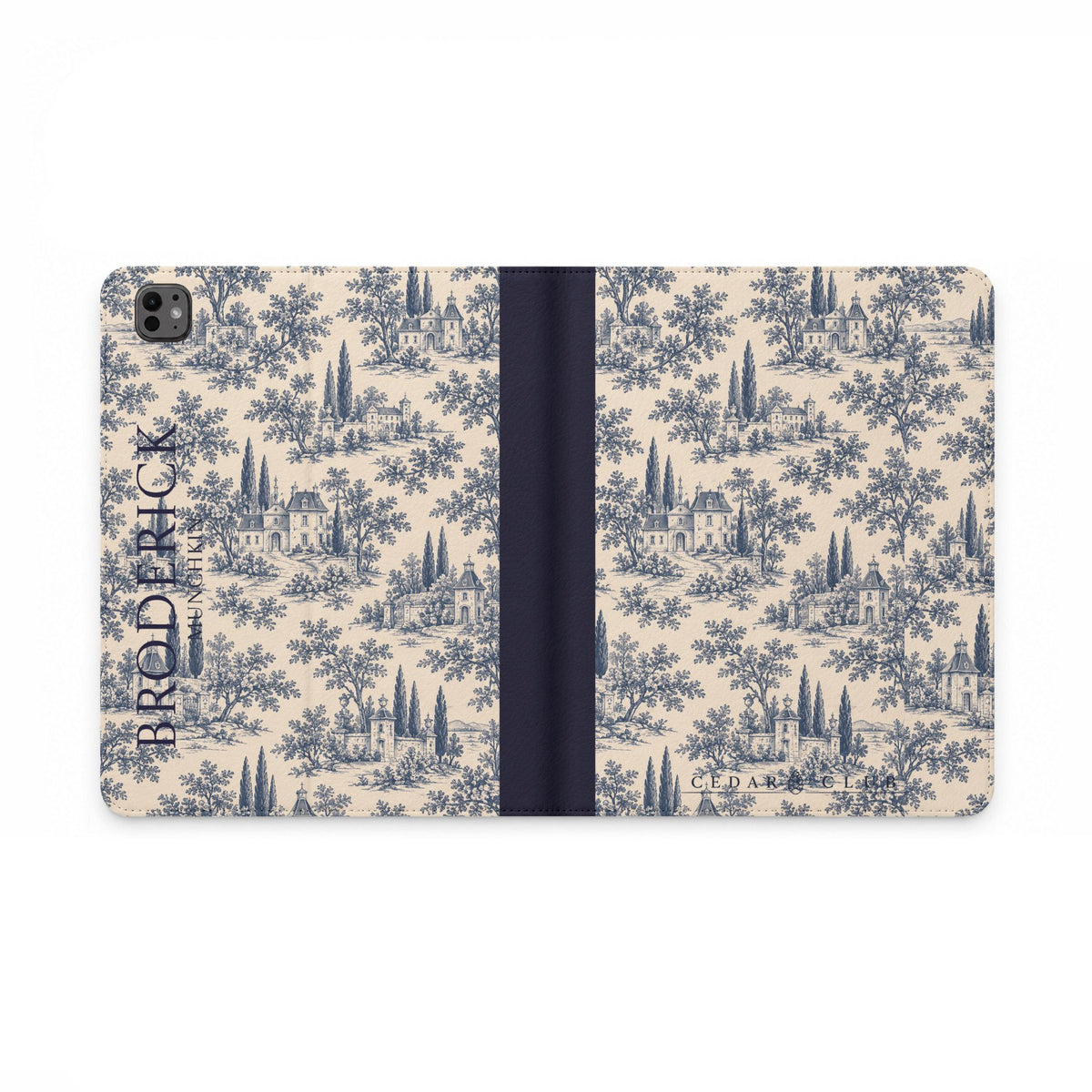 Personalized Toile Tablet Folio Case — Custom Name Monogram