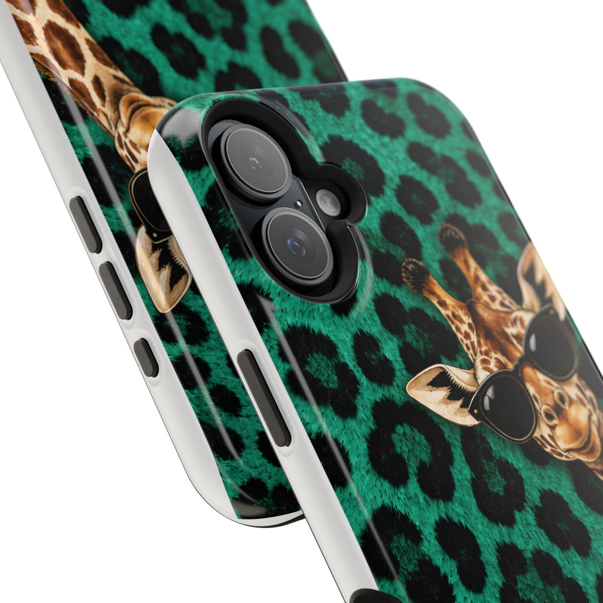 Personalized Giraffe Phone Case — Green Leopard Print Magnetic Impact-Resistant