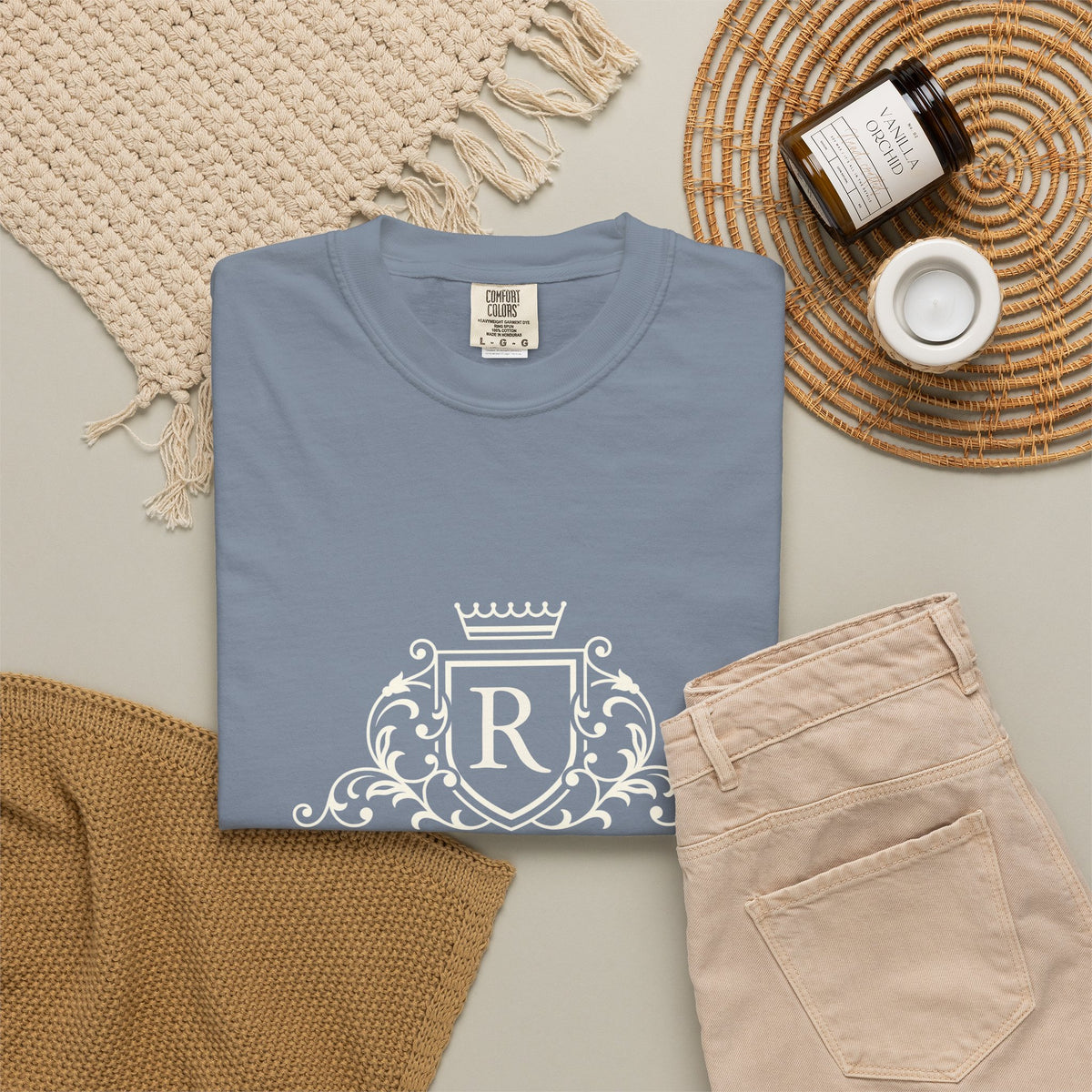 Blue Stripe Crest Graphic T-Shirt