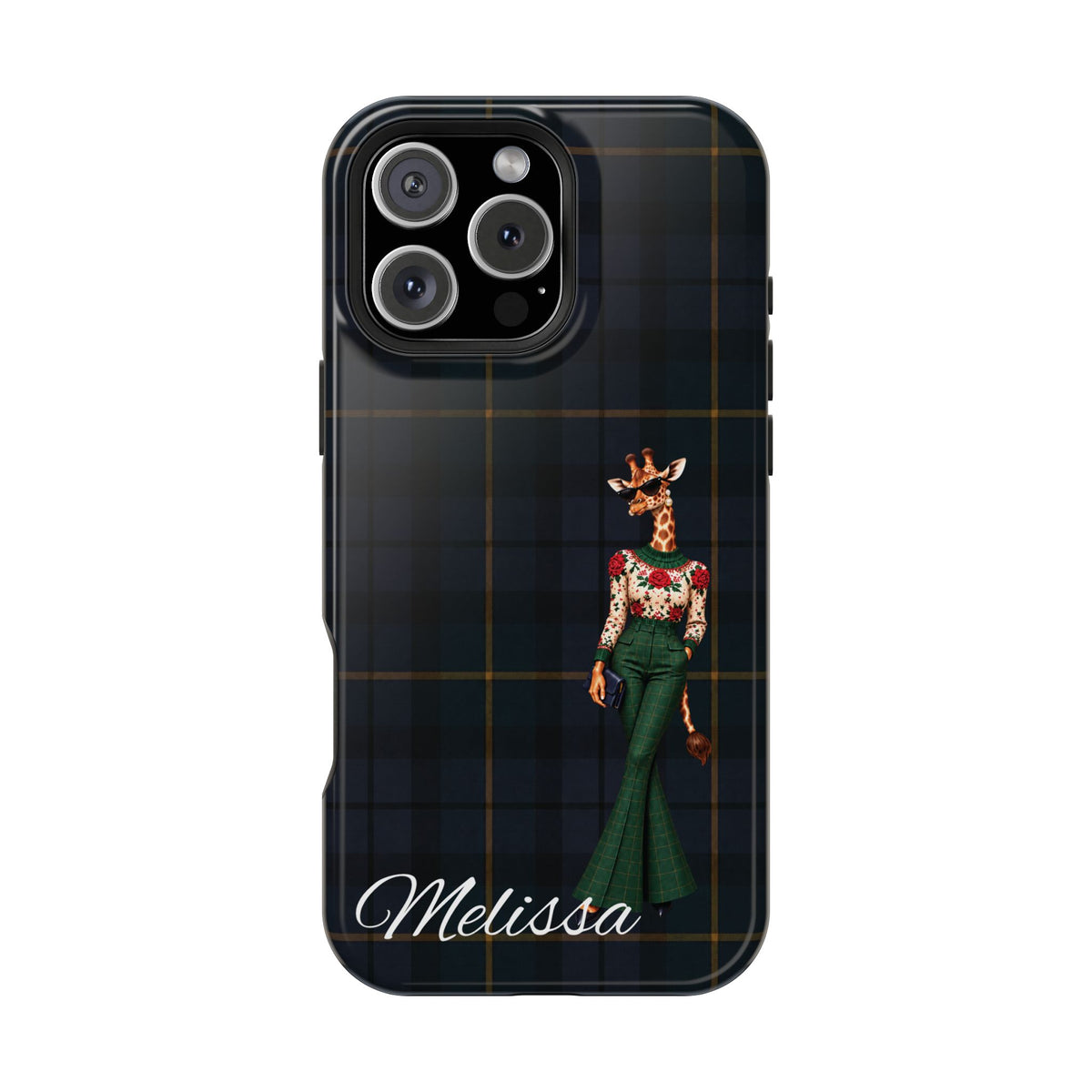 Personalized Giraffe Phone Case — Green Leopard Print Magnetic Impact-Resistant