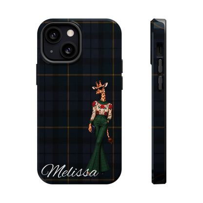 Personalized Giraffe Phone Case — Green Leopard Print Magnetic Impact-Resistant