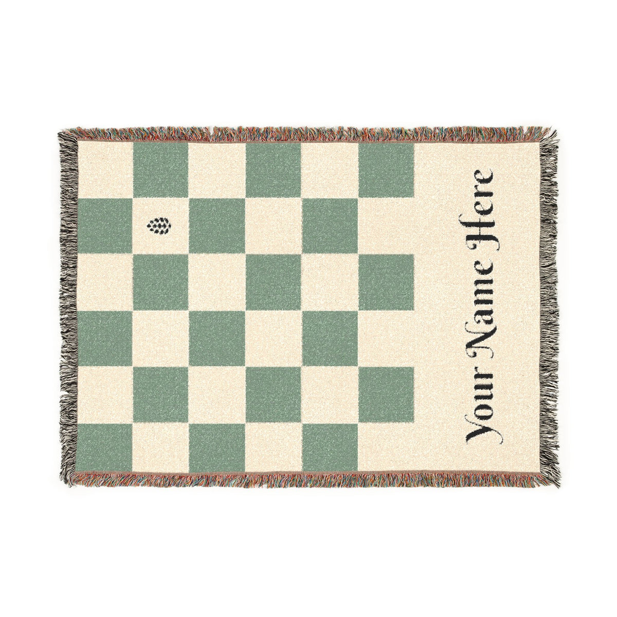 Personalized Checkerboard Woven Blanket — Custom Name Throw