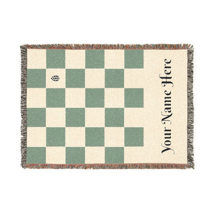 Personalized Checkerboard Woven Blanket — Custom Name Throw