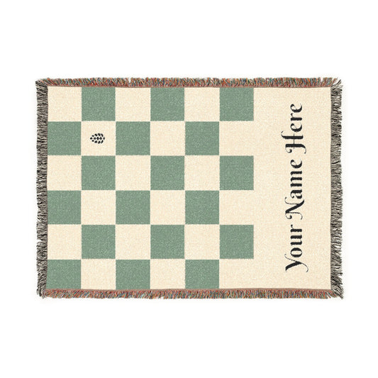 Personalized Checkerboard Woven Blanket — Custom Name Throw