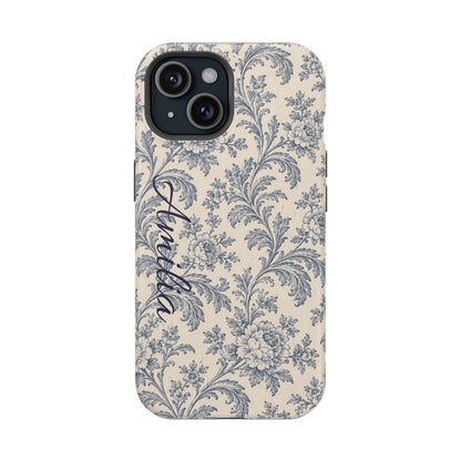 Vintage Floral Magnetic Phone Case — Personalized Name Option