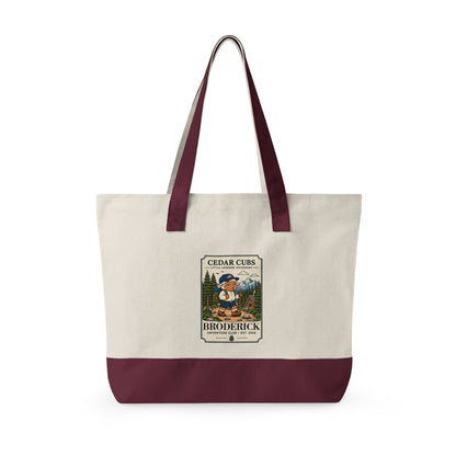 Canvas Tote Bag — Personalized 'Cedar Cubs' / Hiking Sheep Design, Zippered Beach & Market Tote