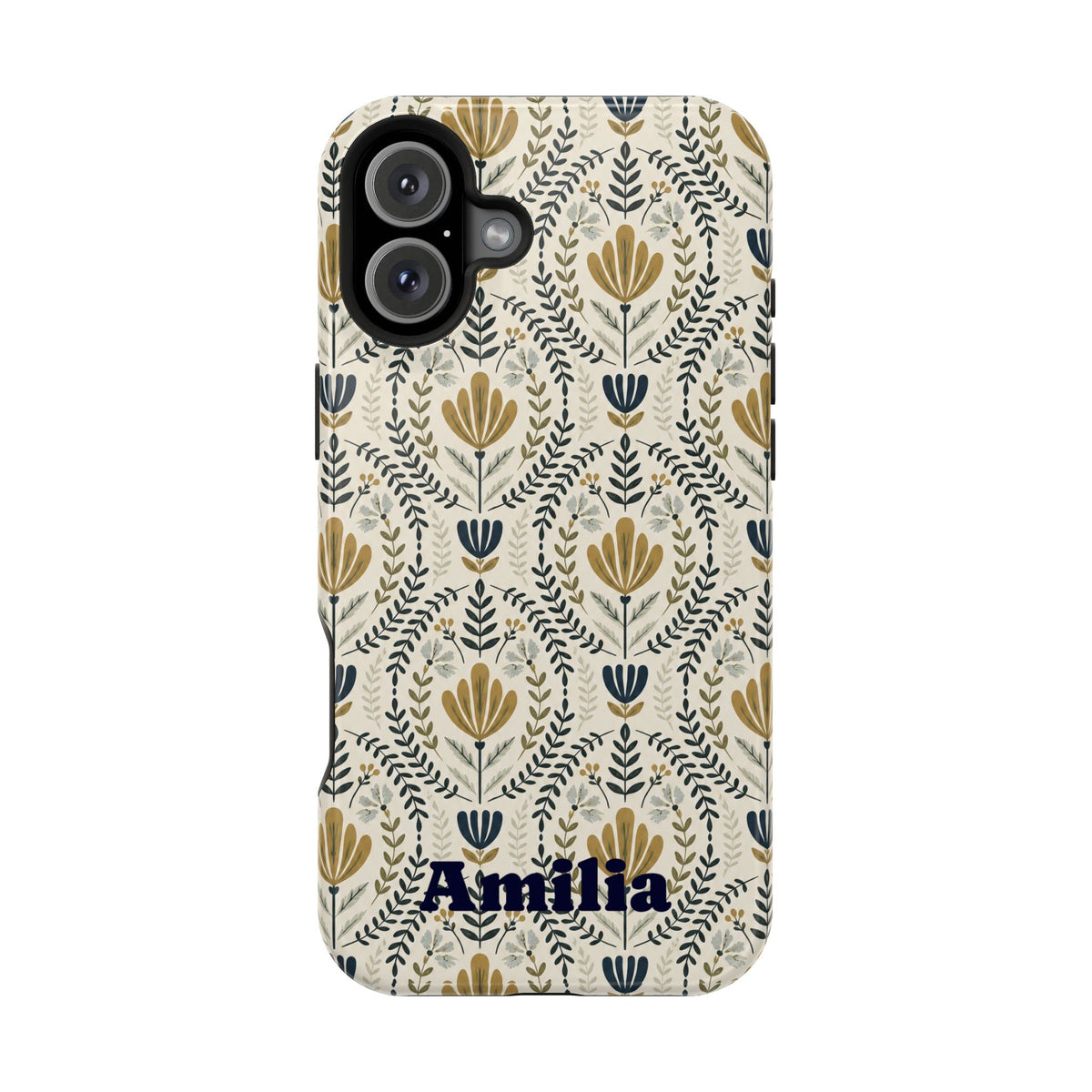 Personalized Floral Magnetic Phone Case — Impact-Resistant Protective Cover (Name Option)