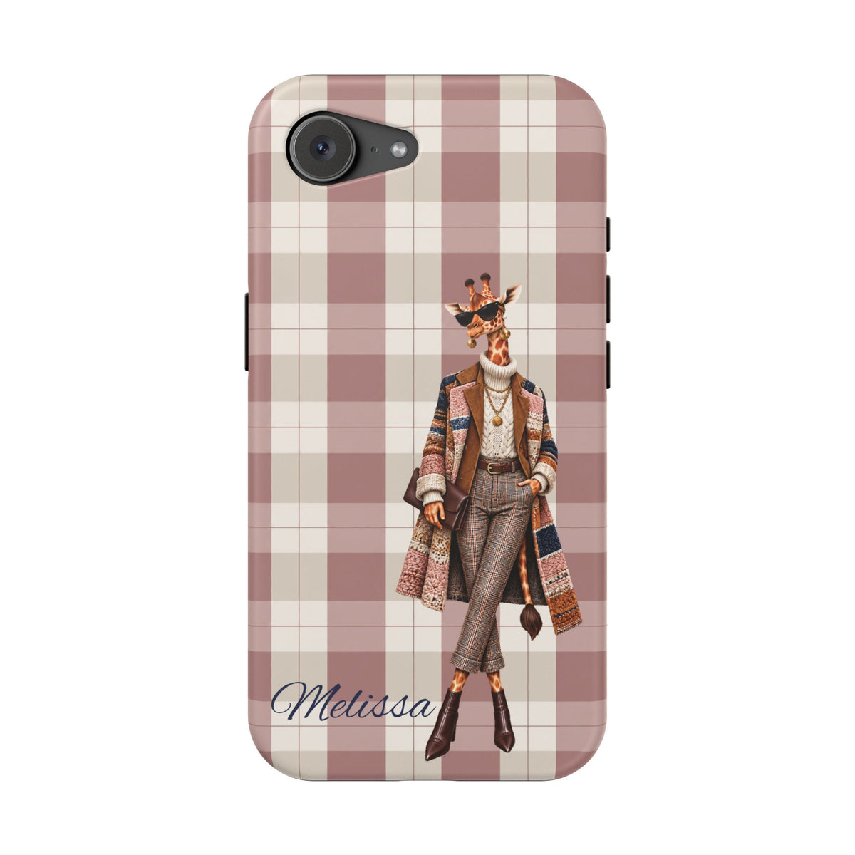 Personalized Giraffe Phone Case — Green Leopard Print Magnetic Impact-Resistant