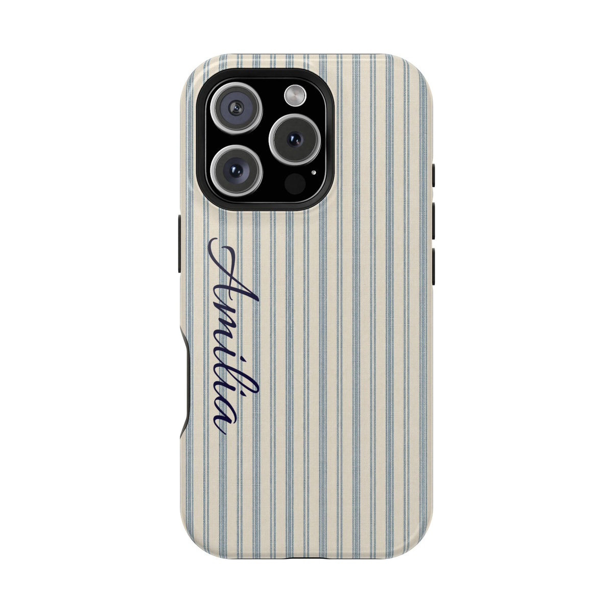 Personalized Striped Magnetic Impact-Resistant Phone Case — Custom Name