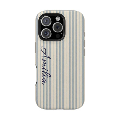 Personalized Striped Magnetic Impact-Resistant Phone Case — Custom Name