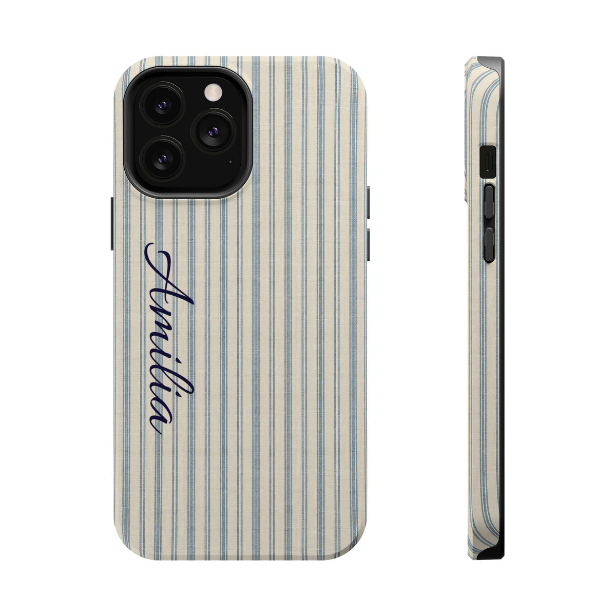 Personalized Striped Magnetic Impact-Resistant Phone Case — Custom Name