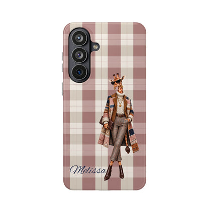 Personalized Giraffe Phone Case — Green Leopard Print Magnetic Impact-Resistant